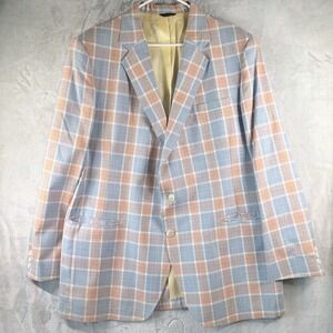 Vintage Plaid Blazer Sport Coat 48L Pastel Mens Summer Kuppenheimer USA